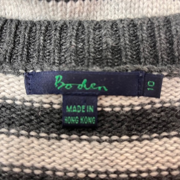 BODEN Gray Stripe Cashmere/Angora Blend Front Snap Sweater Style WK535 Size 10 - Picture 5 of 8
